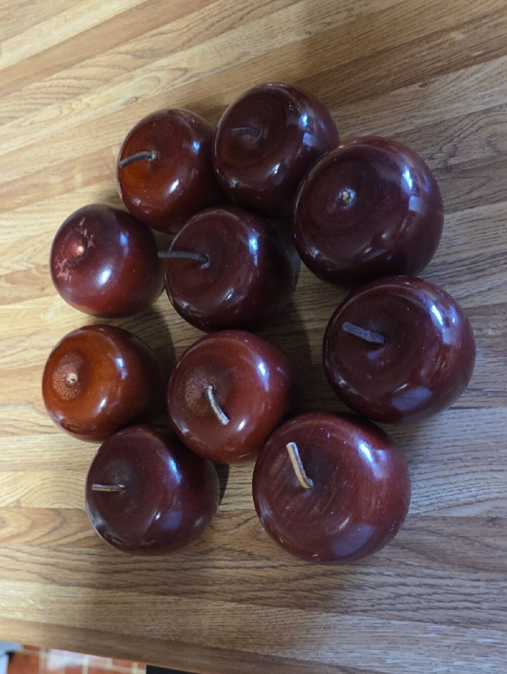 Decorative Wooden Apple Accents in Deep Brown - Set of 10 - Picture 3 of 7